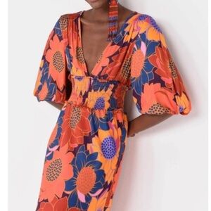 Farm Rio Floral Dots Midi Length Dress Size XS